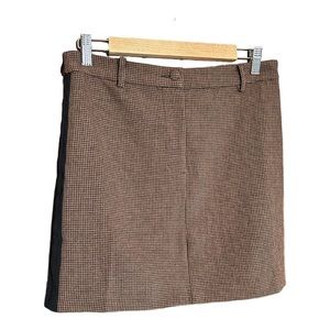 J.O.A. JUST ONE ANSWER black and brown plaid design midi pencil skirt BNWT